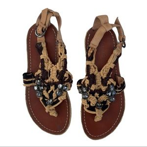 IOANNIS crochet flat sandals size 9